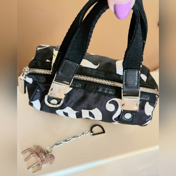 L.A.M.B. Gwen Stefani LeSPORTSac Tattoo B&W Grafitti Mini Duffle Bag EVC   9x5 - Picture 8 of 14